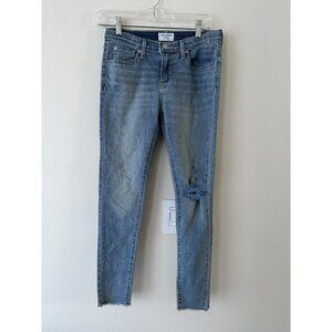 DENIZEN From Levi's Mid Rise Super Skinny Distressed Jeans Fringe Hem W26 Blue